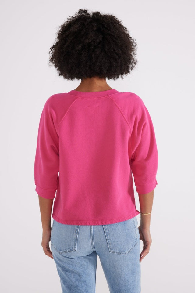 Fleur Raglan Sweatshirt - Raspberry - Veneka-Sustainable-Ethical-Shirts & Tops-Etica Denim Drop Ship