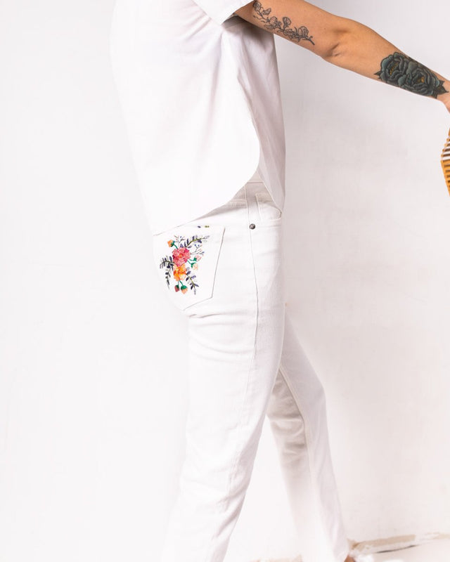 Floral Jeans "Prism Collection" - Veneka-Sustainable-Ethical-Bottoms-Montie and Joie Drop Ship
