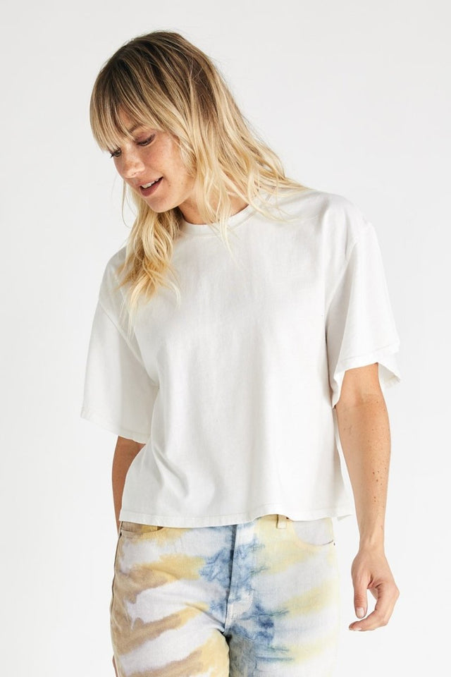 Frankie Tee in White - Veneka-Sustainable-Ethical-Tops-Etica Denim Drop Ship