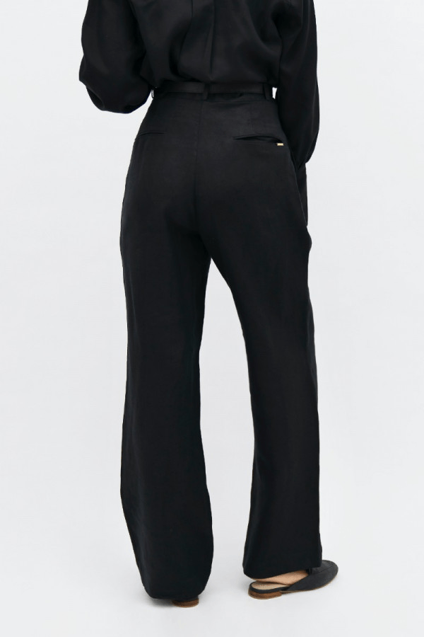French Riviera NCE Wide Leg Pants in Black - Veneka-Sustainable-Ethical-Bottoms-1 People Drop Ship
