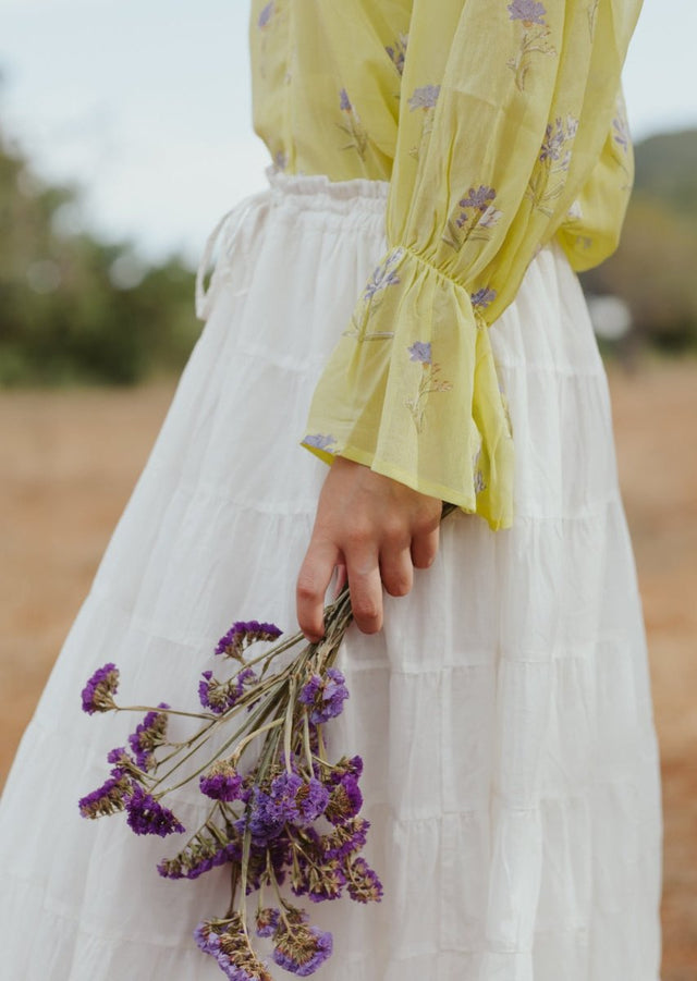 Frill Top in Lemon Lavender - Veneka-Sustainable-Ethical-Tops-Em & Shi Drop Ship
