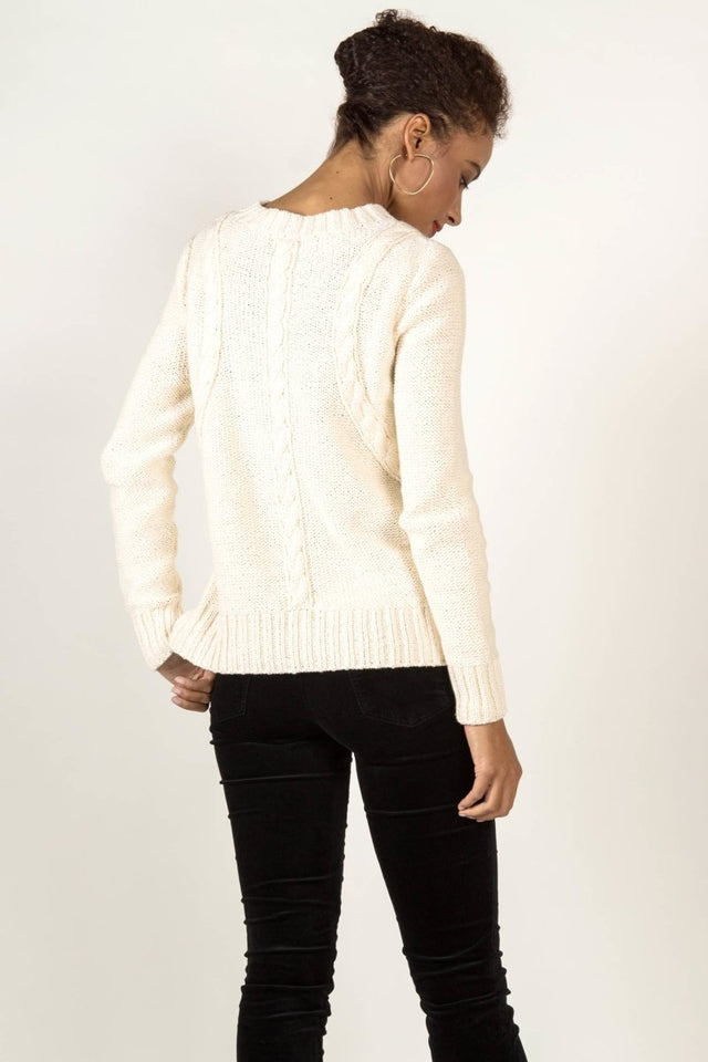 Frise Cable Crew in Ivory - Veneka-Sustainable-Ethical-Tops-Indigenous Drop Ship