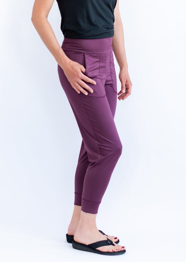 Full-Length Jogger in Plum - Veneka-Sustainable-Ethical-Bottoms-Eclipse Drop Ship