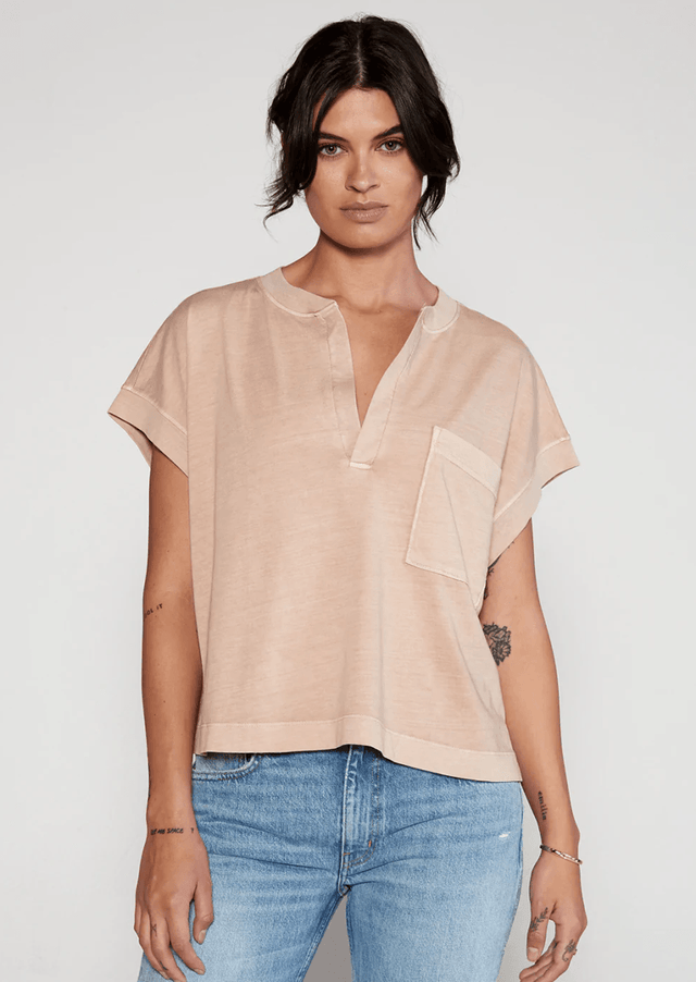 Gaia Split Neck in La Playa - Veneka-Sustainable-Ethical-Tops-Etica Denim Drop Ship