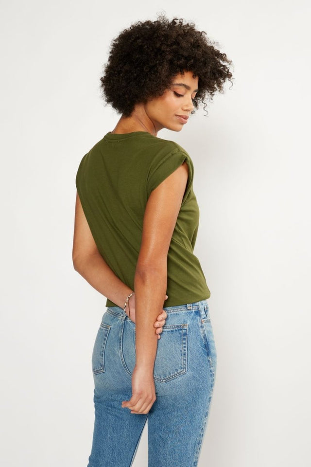 Gemma Organic Cotton Tie Front Tee in Forest Night - Veneka-Sustainable-Ethical-Tops-Etica Denim Drop Ship