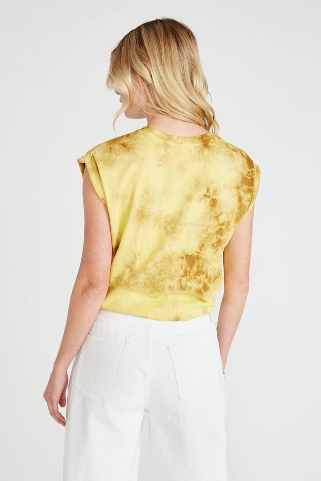 Gemma Organic Cotton Tie Front Tee in Gold Dust - Veneka-Sustainable-Ethical-Tops-Etica Denim Drop Ship