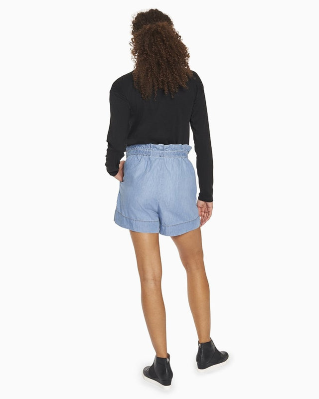 Georgia Mock Neck Tee in Mocha Bisque - Veneka-Sustainable-Ethical-Tops-YesAnd Drop Ship