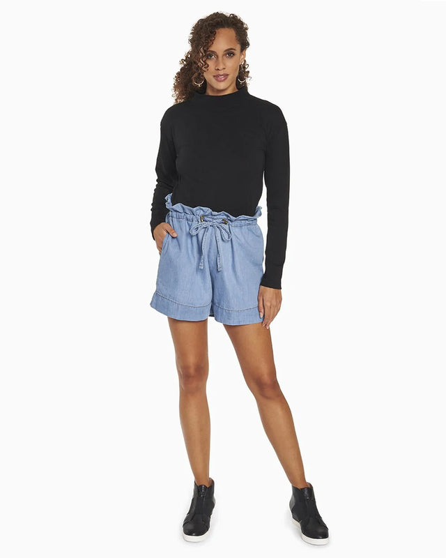 Georgia Mock Neck Tee in White - Veneka-Sustainable-Ethical-Tops-YesAnd Drop Ship