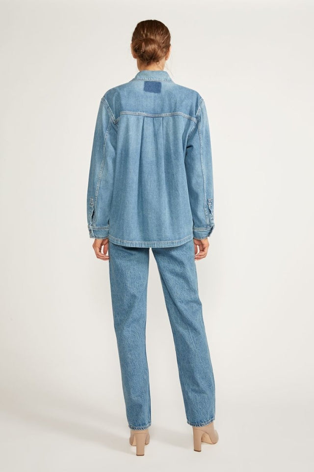 Harriette Shirt Jacket - River Rock - Veneka-Sustainable-Ethical-Jackets-Etica Denim Drop Ship