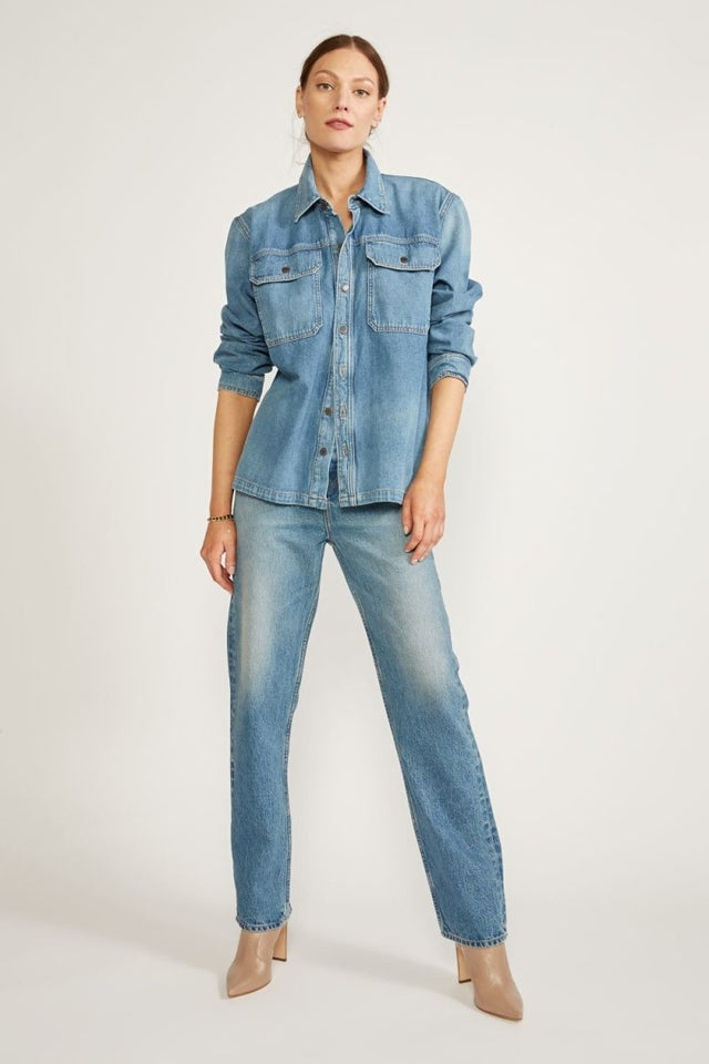 Harriette Shirt Jacket - River Rock - Veneka-Sustainable-Ethical-Jackets-Etica Denim Drop Ship