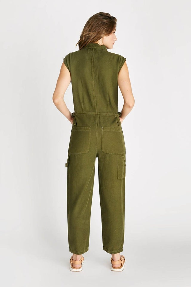 Heidi Sleeveless Coverall in Forest Night - Veneka-Sustainable-Ethical-Tops-Etica Denim Drop Ship