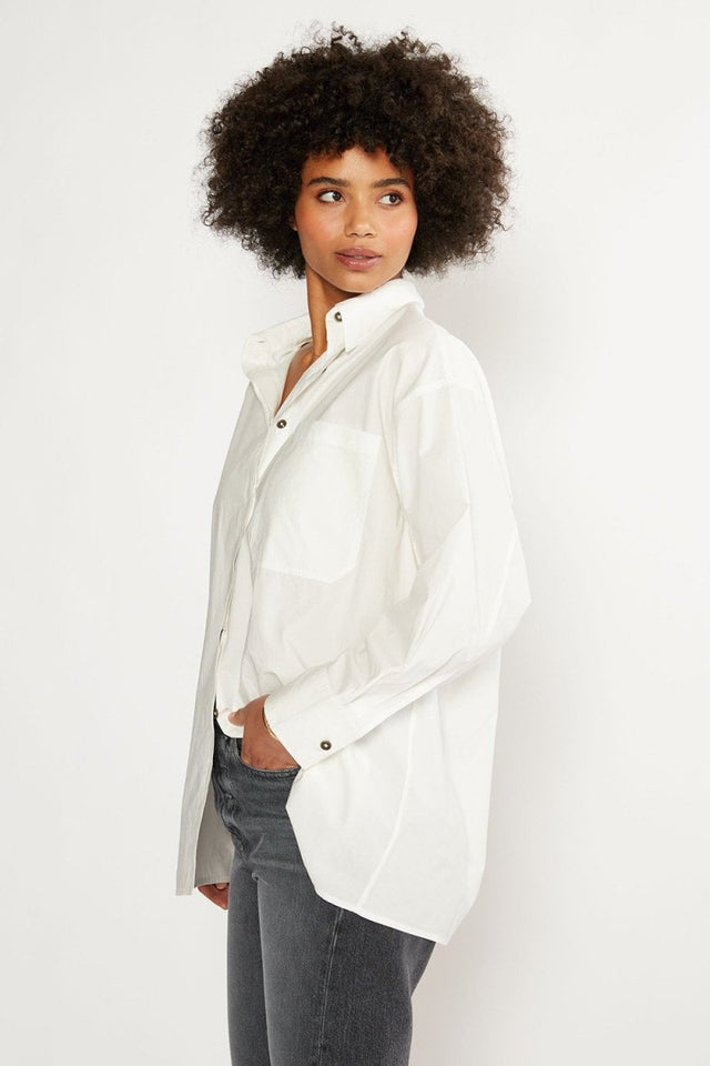 Holly Classic Shirt in Cloud White - Veneka-Sustainable-Ethical-Tops-Etica Denim Drop Ship