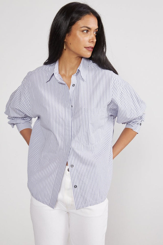 Holly Classic Shirt - Sky Stripe - Veneka-Sustainable-Ethical-Tops-Etica Denim Drop Ship
