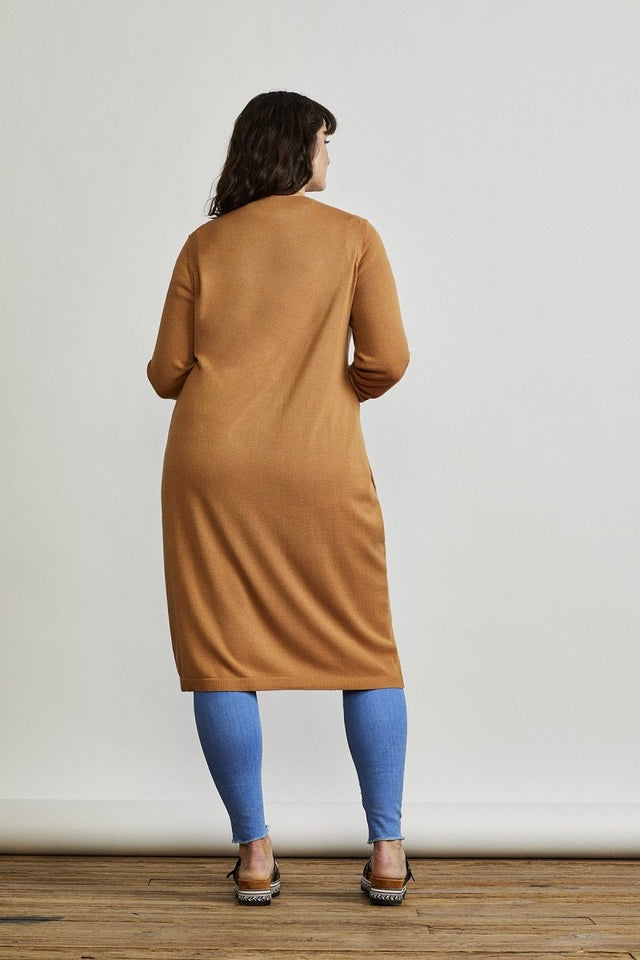 Hyland Cardi Dress in Camel - Veneka-Sustainable-Ethical-Dresses-Hours Drop Ship