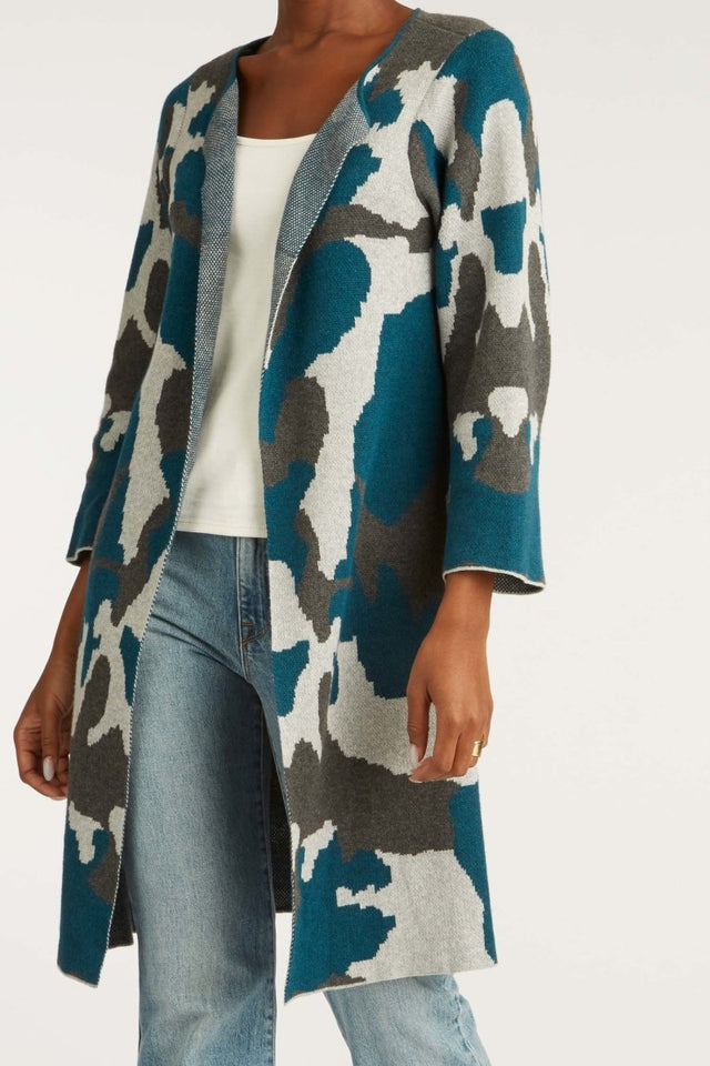 Ink Blot Swing Coat in Water Mix - Veneka-Sustainable-Ethical-Jackets-Indigenous Drop Ship