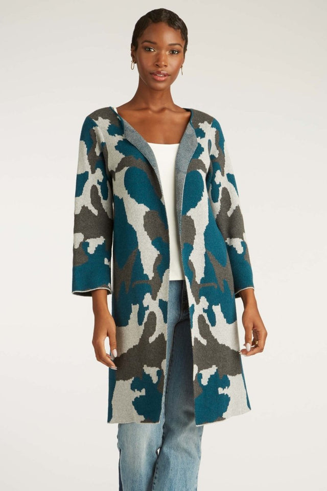 Ink Blot Swing Coat in Water Mix - Veneka-Sustainable-Ethical-Jackets-Indigenous Drop Ship