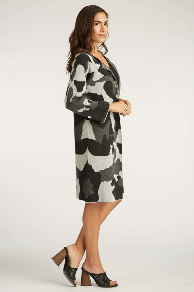 Ink Bot Swing Coat in Silver Mix - Veneka-Sustainable-Ethical-Jackets-Indigenous Drop Ship
