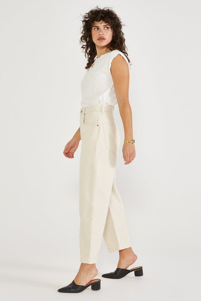 Iris Relaxed Taper in Natural - Veneka-Sustainable-Ethical-Bottoms-Etica Denim Drop Ship