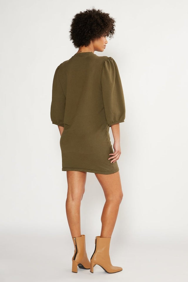 Isabelle Puff Sleeve Dress in Sea Turtle - Veneka-Sustainable-Ethical-Dresses-Etica Denim Drop Ship