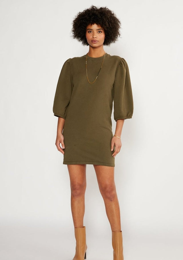 Isabelle Puff Sleeve Dress in Sea Turtle - Veneka-Sustainable-Ethical-Dresses-Etica Denim Drop Ship