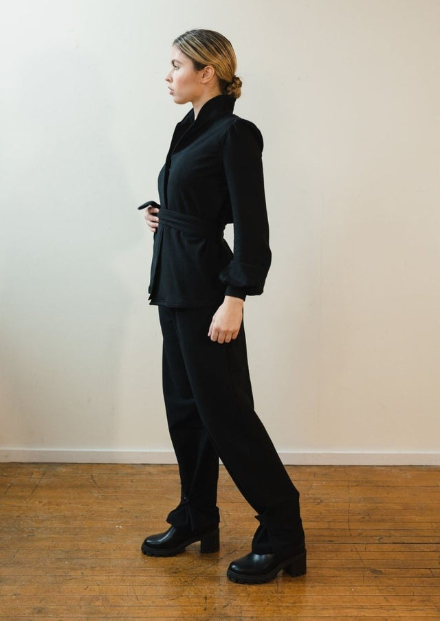 Jackie Tencel Organic Cotton Button-Down in Black - Veneka-Sustainable-Ethical-Tops-Sonderlier Drop Ship