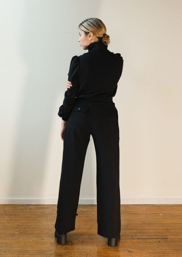 Jackie Tencel Organic Cotton Button-Down in Black - Veneka-Sustainable-Ethical-Tops-Sonderlier Drop Ship