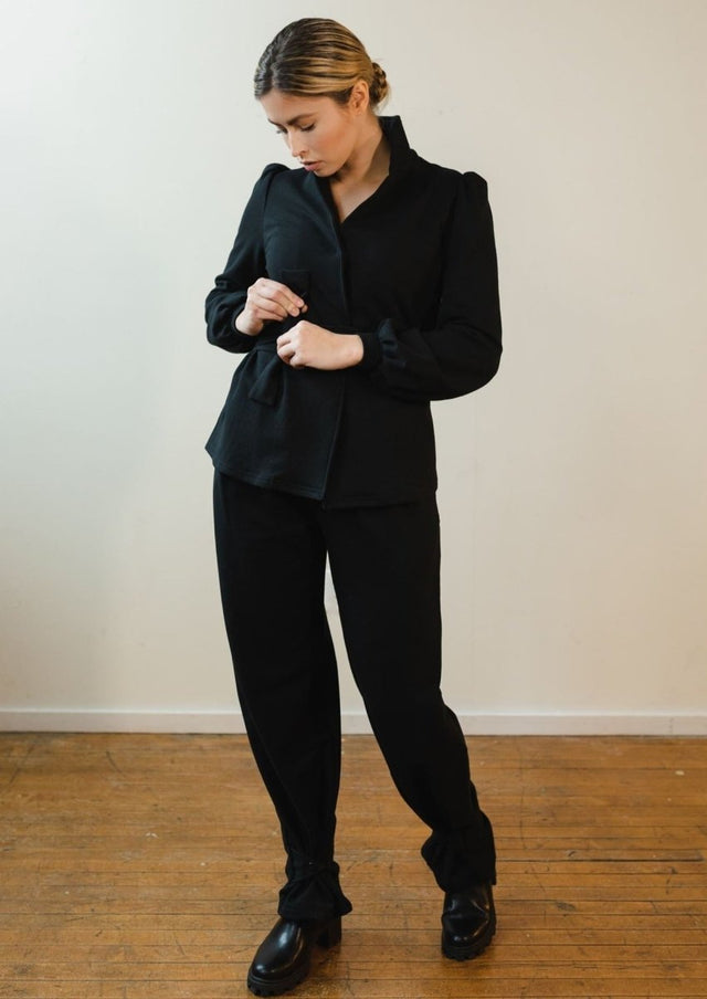 Jackie Tencel Organic Cotton Button-Down in Black - Veneka-Sustainable-Ethical-Tops-Sonderlier Drop Ship