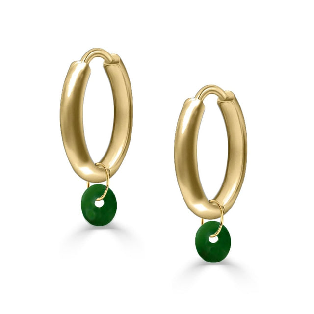 Jade Crystal Huggies - Veneka-Sustainable-Ethical-Earrings-Nunchi Drop Ship