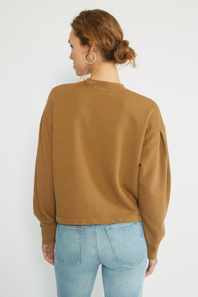 Jael Pleat Sleeve Sweatshirt in Tapenade - Veneka-Sustainable-Ethical-Tops-Etica Denim Drop Ship