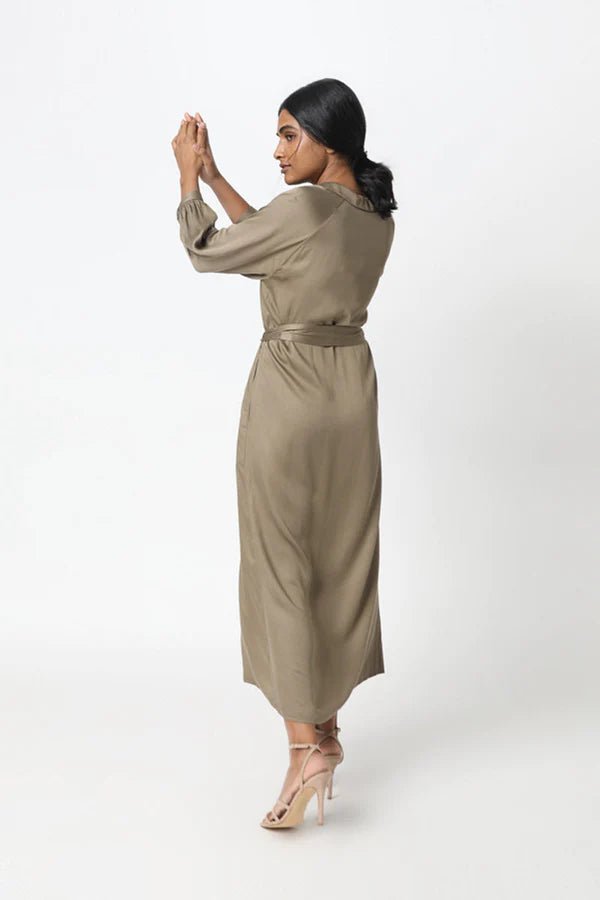 Jana Maxi Dress in Khaki - Veneka-Sustainable-Ethical-Dresses-Neu Nomads Drop Ship