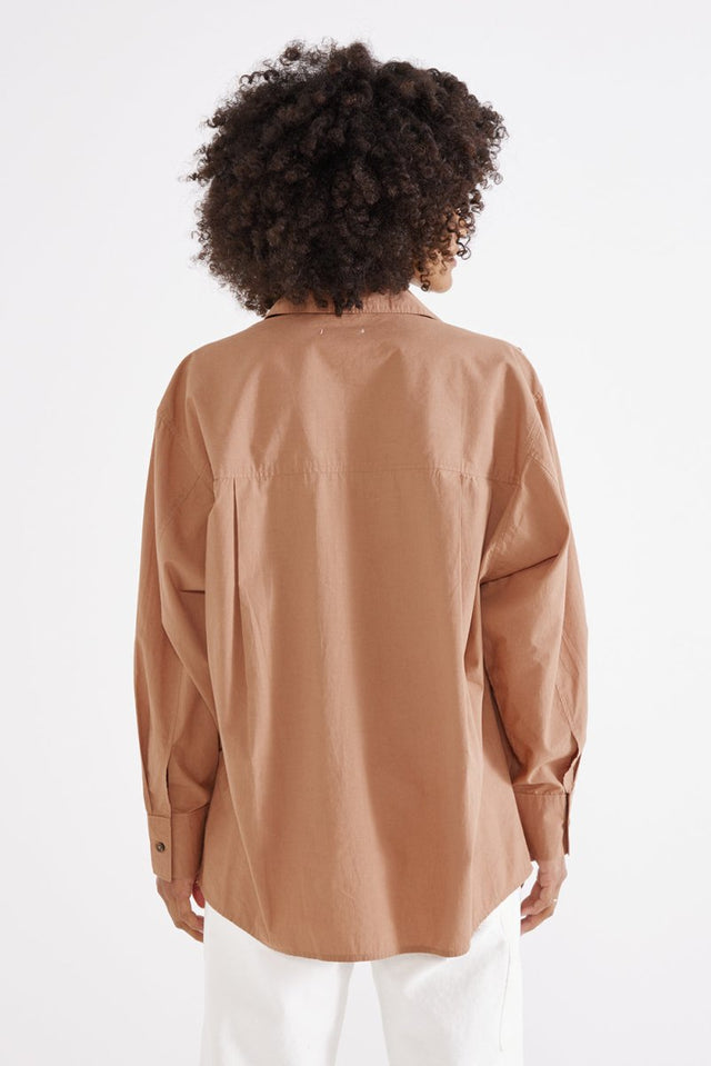 Jeana Poplin Shirt in Mink - Veneka-Sustainable-Ethical-Tops-Etica Denim Drop Ship