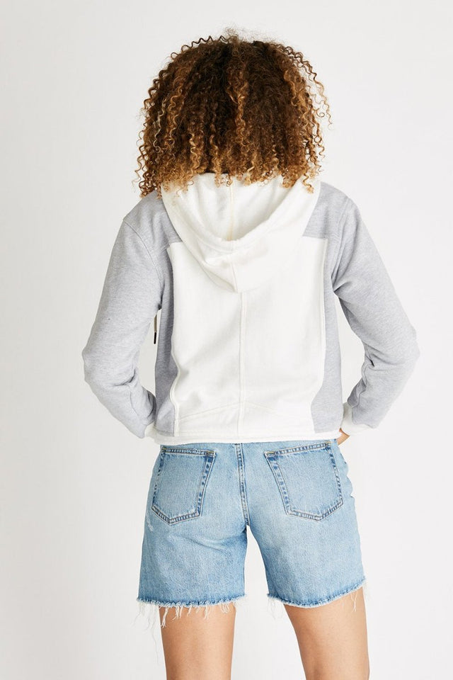 Jenna Zip Hoodie in Heather Grey & White - Veneka-Sustainable-Ethical-Tops-Etica Denim Drop Ship