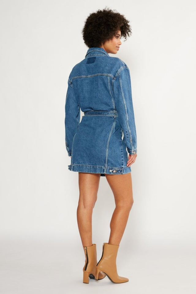 Joelle Jacket Dress in Topaz Lake - Veneka-Sustainable-Ethical-Dresses-Etica Denim Drop Ship