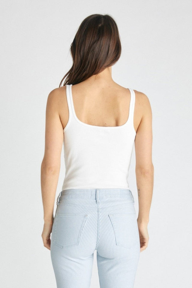 Jolene Rib Tank in White - Veneka-Sustainable-Ethical-Tops-Etica Denim Drop Ship
