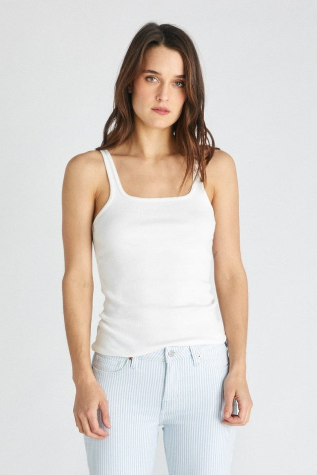 Jolene Rib Tank in White - Veneka-Sustainable-Ethical-Tops-Etica Denim Drop Ship