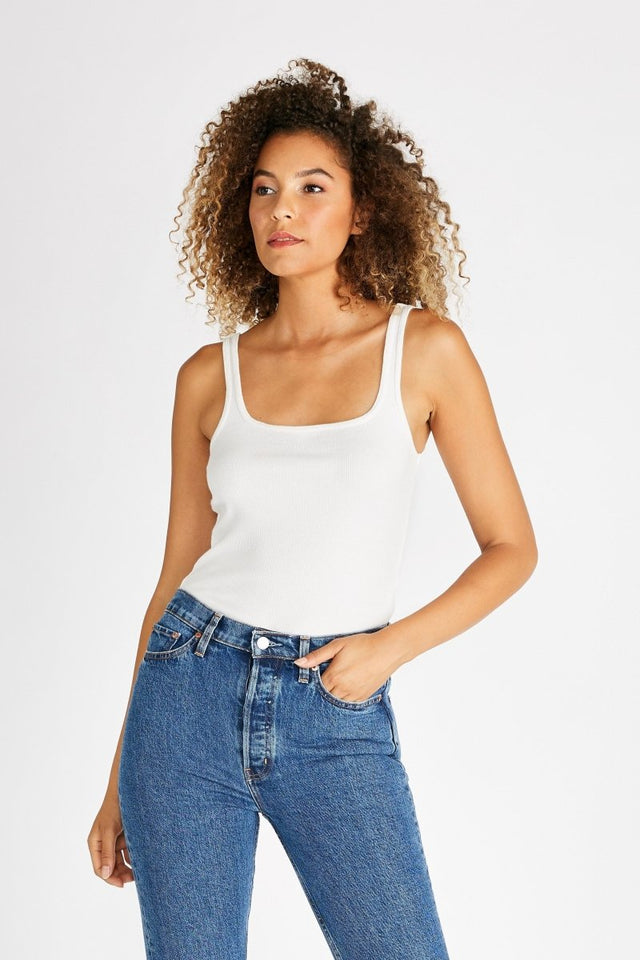 Jolene Rib Tank in White - Veneka-Sustainable-Ethical-Tops-Etica Denim Drop Ship