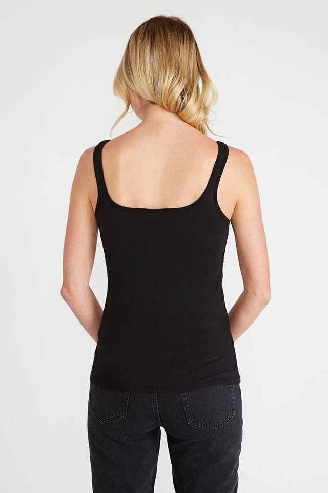 Jolene Ribbed Tank in Black - Veneka-Sustainable-Ethical-Tops-Etica Denim Drop Ship