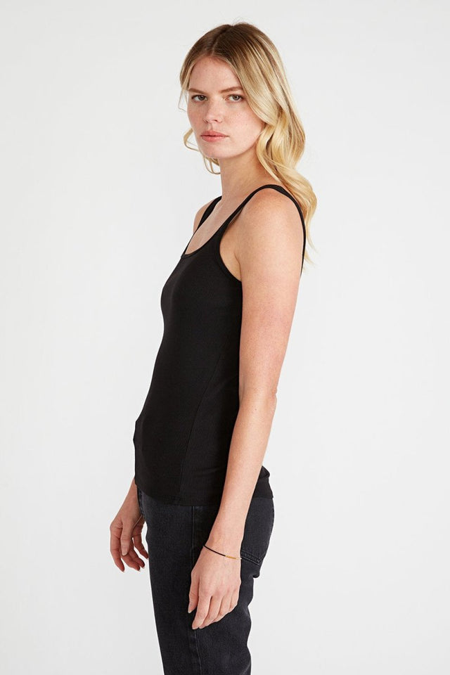 Jolene Ribbed Tank in Black - Veneka-Sustainable-Ethical-Tops-Etica Denim Drop Ship