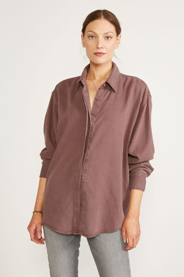 Joni Classic Shirt in Peppercorn - Veneka-Sustainable-Ethical-Tops-Etica Denim Drop Ship