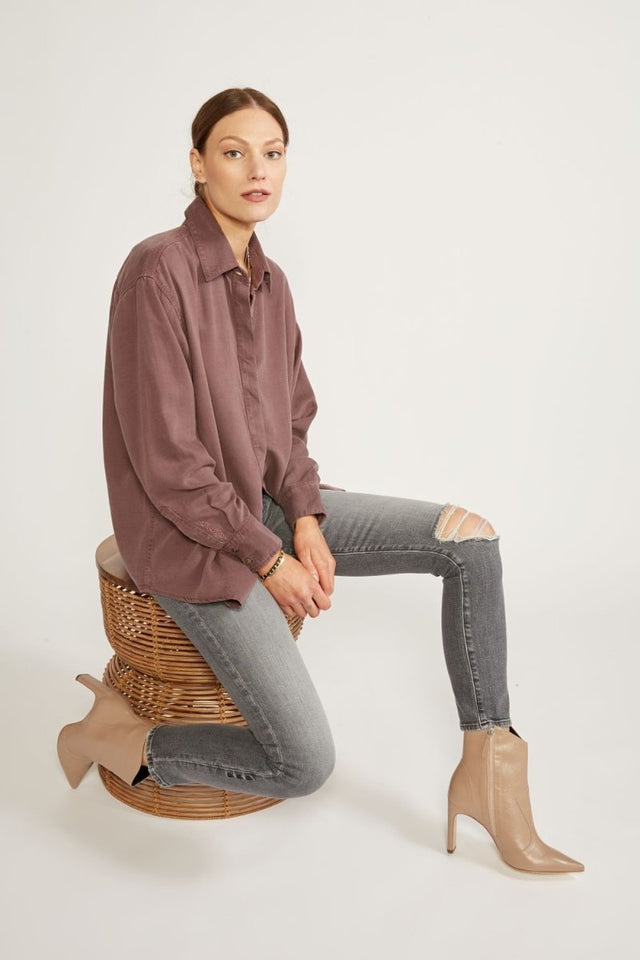 Joni Classic Shirt in Peppercorn - Veneka-Sustainable-Ethical-Tops-Etica Denim Drop Ship