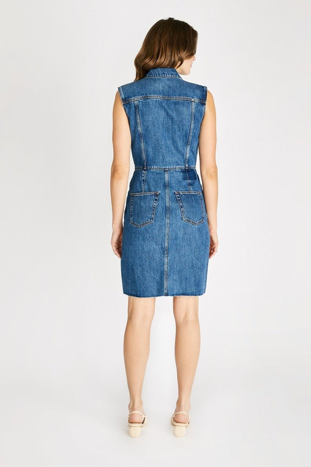 Jori Dress in Honey Lake - Veneka-Sustainable-Ethical-Dresses-Etica Denim Drop Ship