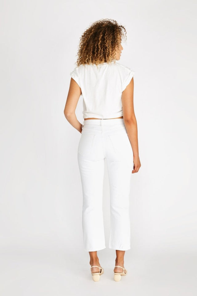 Josie High Rise Crop Flare in Vintage White - Veneka-Sustainable-Ethical-Bottoms-Etica Denim Drop Ship
