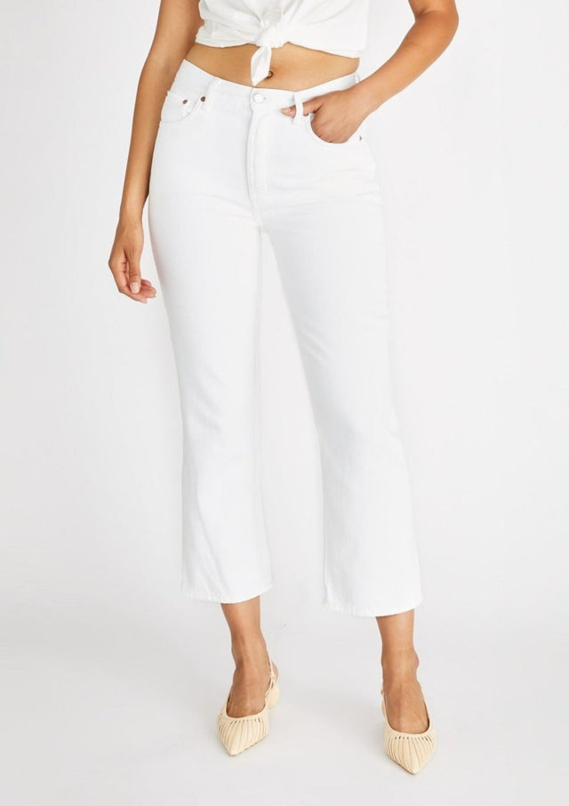 Josie High Rise Crop Flare in Vintage White - Veneka-Sustainable-Ethical-Bottoms-Etica Denim Drop Ship