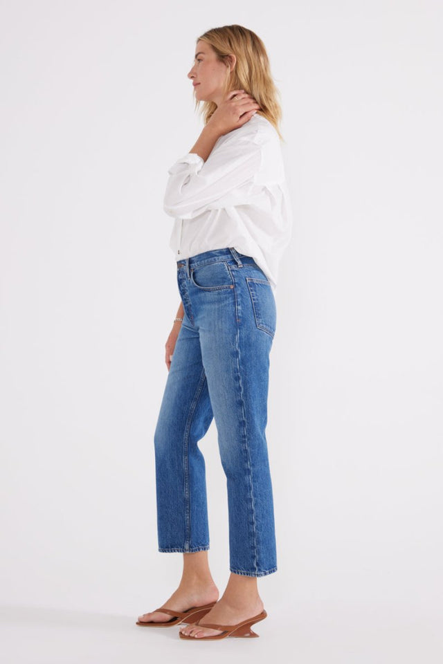 Josie Mid Rise Crop in Frozen Wave - Veneka-Sustainable-Ethical-Denim-Etica Denim Drop Ship