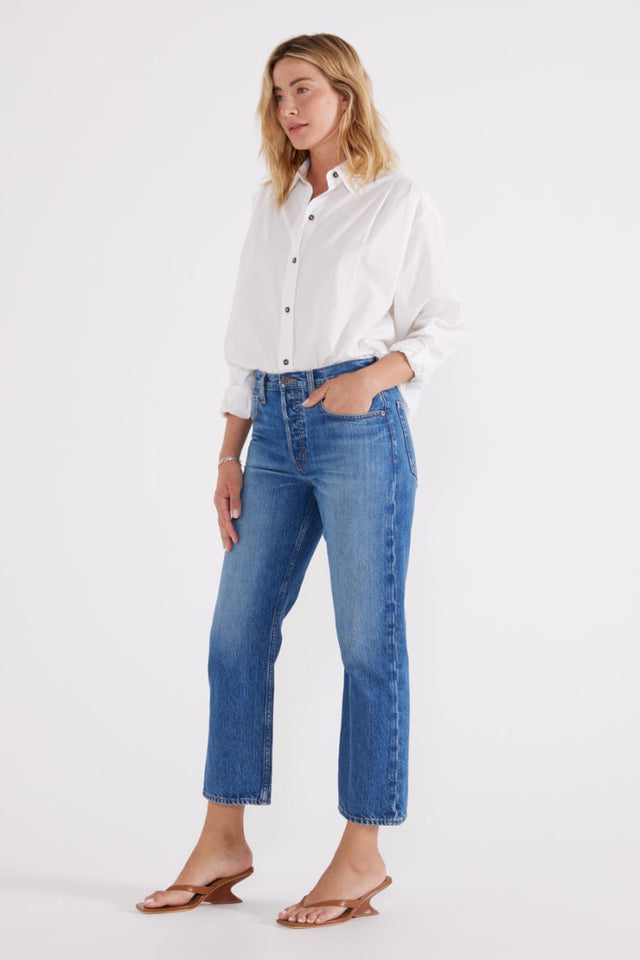 Josie Mid Rise Crop in Frozen Wave - Veneka-Sustainable-Ethical-Denim-Etica Denim Drop Ship
