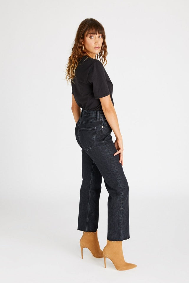 Josie Pop Crop in Obsidian - Veneka-Sustainable-Ethical-Bottoms-Etica Denim Drop Ship
