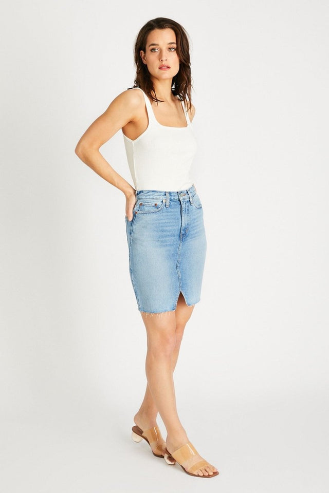 Juliette Skirt in Ice Blue Indigo - Veneka-Sustainable-Ethical-Bottoms-Etica Denim Drop Ship