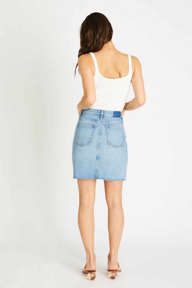 Juliette Skirt in Ice Blue Indigo - Veneka-Sustainable-Ethical-Bottoms-Etica Denim Drop Ship
