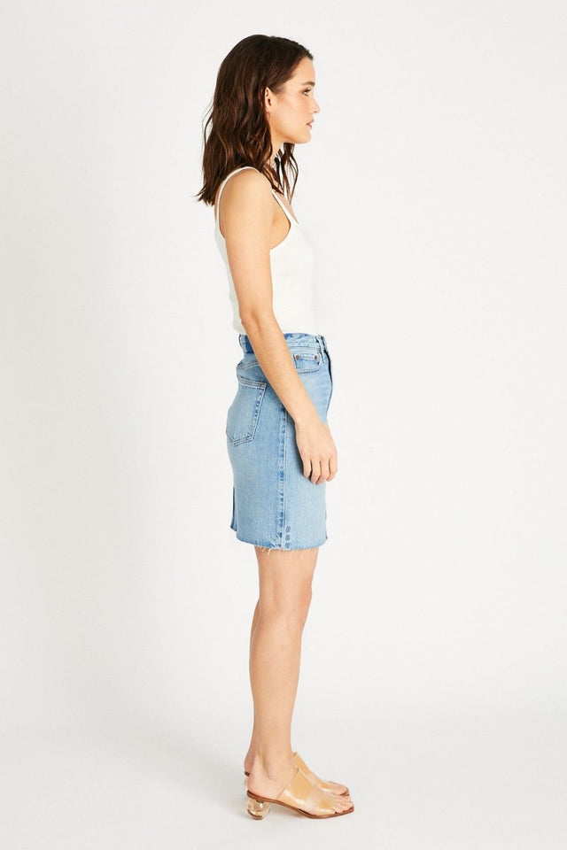 Juliette Skirt in Ice Blue Indigo - Veneka-Sustainable-Ethical-Bottoms-Etica Denim Drop Ship