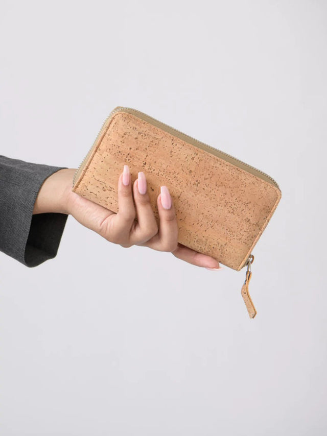 Just Enough Wallet in Natural Cork - Veneka-Sustainable-Ethical-Bag-Tiradia Cork Drop Ship